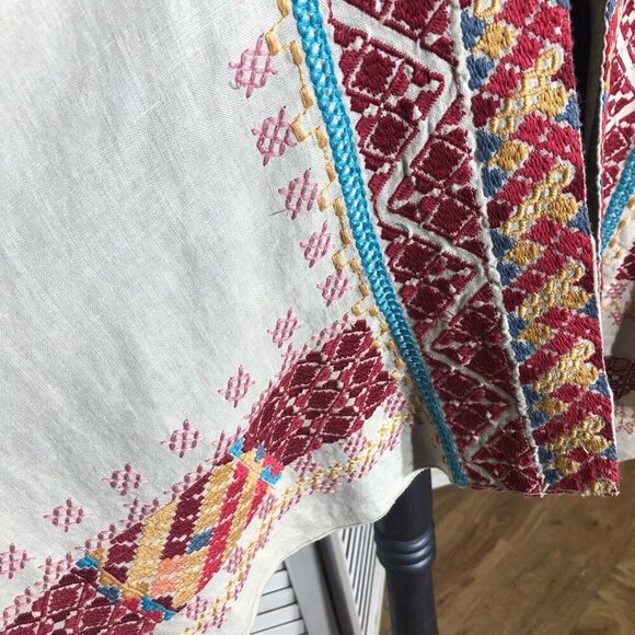 Johnny Was Kimono Cardigan Embroidered Boho Aztec Linen Multicolor Medium - Picture 12 of 14